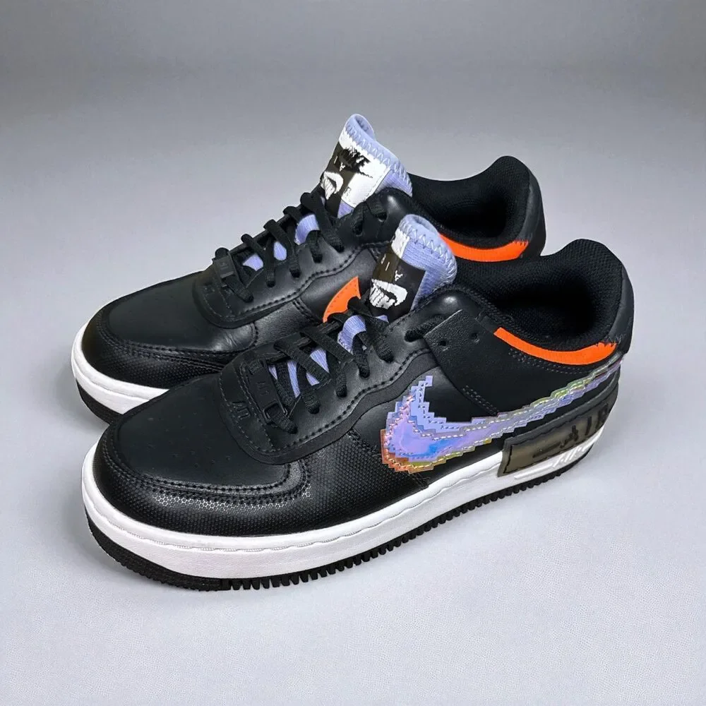 Nike Air Force 1 Pixel Black (Women's) sz 8 Multicolored Swoosh